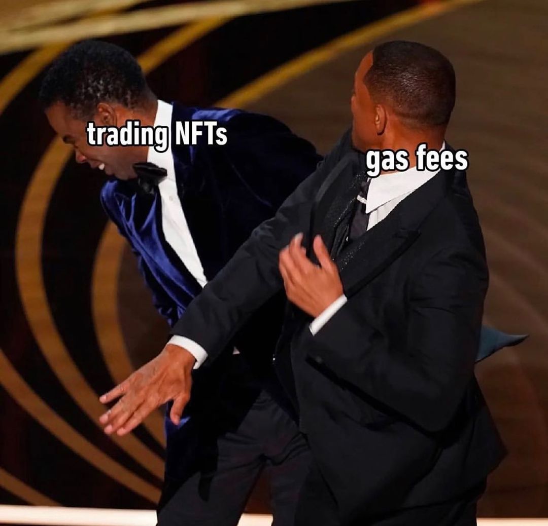 RushNft's tweet photo. Gas Fees are never gonna leave us alone!

#nfts #gasfees #crypto #web3 #blockchain #metaverse https://t.co/wBQTNZyHVF