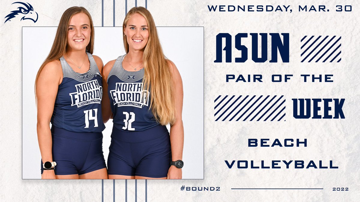 OspreyBVB's tweet photo. This duo was due for this award -- @ccarleigh_s and Lo take home ASUN Pair of the Week honors today!

READ >> https://t.co/s4a822s6tk

#bound2 https://t.co/fVWkApeWo1