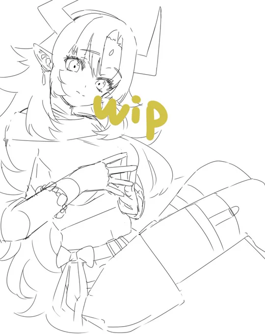 wip!!!白鬼のソーちゃんを描いたのなら相棒の黒鬼、クマゥちゃんを描かなくては成立しないのです。描きます🔥 