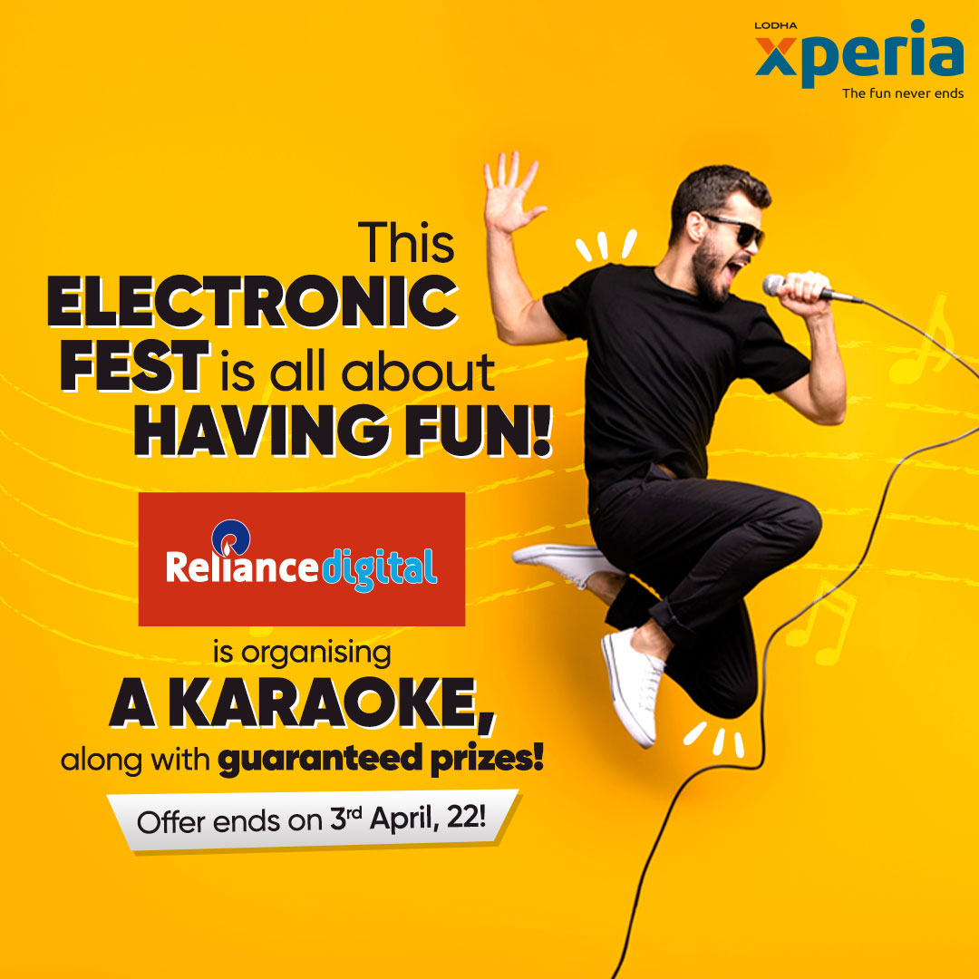 xperiamall's tweet image. Sing along and shop for the best gadgets with Reliance Digital at Xperia Mall. 🎤 We are waiting to have fun with you! 🤩
#XperiaMall #ElectronicsFest #Deals #Offers  #Dombivli #Palava