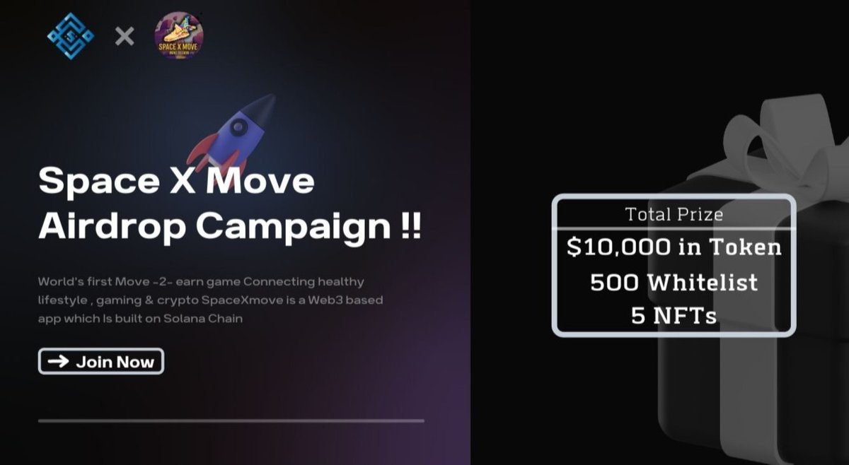🎉SpaceXMove Airdrop Campaign.

🔥Want to be a part of 
@SpaceXMove for FREE? Join our Airdrop 

✅Join Now: forms.gle/U2eou4hcVJ1h51…

• 🎁Prize Pool: 10,000  worth of Token + 500 Whitelist + 5 NFTs !!

#Airdrop