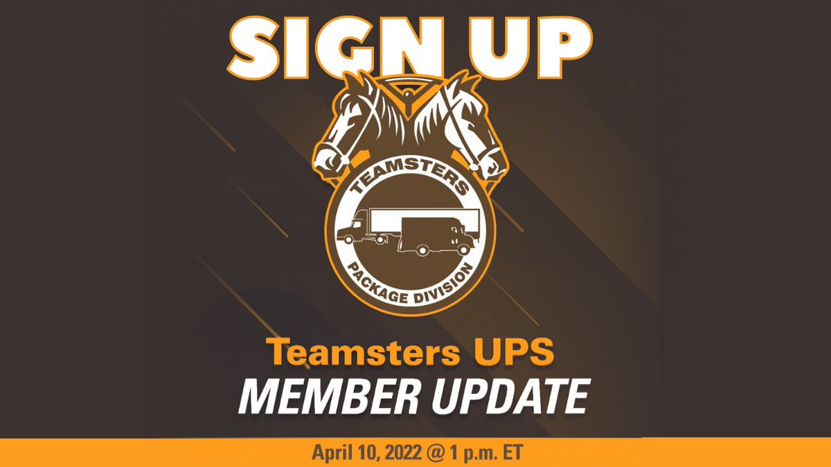 Sign up: a <a href="/Teamsters/">Teamsters</a> UPS member update call will be held at 1 pm ET on April 10. General President Sean O’Brien &amp; General Secretary-Treasurer Fred Zuckerman will be reviewing changes to the Package Division.

Register here: ibt.io/UPSMemberUpdate