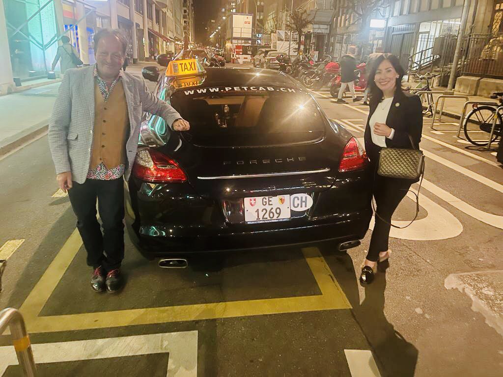 Last week on our way to K2 Integrity’s soirée hosted by Frédéric, my Academy Fellow Keith Oliver hailed a cab. It turns out, the Porsche driver doesn’t typically transport people. Check out the URL. Ah, I miss Genève, friends,  colleagues’ hospitality &amp; warmth. 
#wednesdayvibes