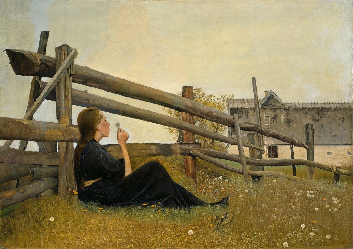 longvictorian4's tweet photo. In the Month of June (1899) by Laurits Andersen Ring (Danish, 1854–1933). Dreaming of summer. #Summertime #Dandelion https://t.co/NMyk0NFy5k