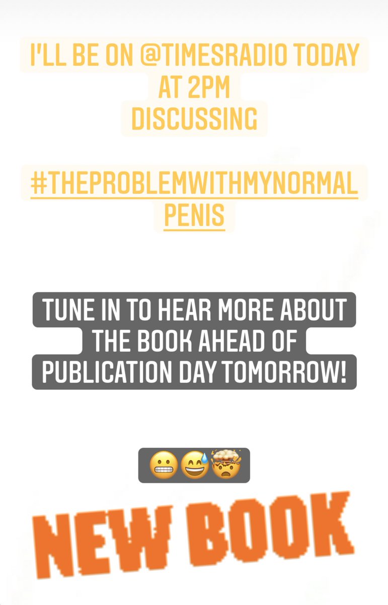 ObiomaUgoala's tweet photo. If anyone fancies tuning in to hear me chat about the book ahead of publication tomorrow, you know where to find me!
@TimesRadio
Join the conversation and let’s challenge what we mean by “Normal”
#TheProblemWith
#TheProblemWithMyNormalPenis https://t.co/jQty8ph4qe