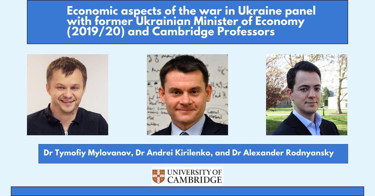 Cambridge Festival (@cambridge_fest) on Twitter photo In a series of special events to raise awareness and funds for #Ukraine, join this expert panel as they look at the #economic impact of the Russian invasion: bit.ly/3JXgrIb
<a href="/Mylovanov/">Tymofiy Mylovanov</a> <a href="/AKirilenko_True/">Andrei Kirilenko</a> <a href="/arodnyansky/">Alexander Rodnyansky</a> @KyivSchool <a href="/CambridgeJBS/">Cambridge Judge</a> In a series of special events to raise awareness and funds for #Ukraine, join this expert panel as they look at the #economic impact of the Russian invasion: bit.ly/3JXgrIb
<a href="/Mylovanov/">Tymofiy Mylovanov</a> <a href="/AKirilenko_True/">Andrei Kirilenko</a> <a href="/arodnyansky/">Alexander Rodnyansky</a> @KyivSchool <a href="/CambridgeJBS/">Cambridge Judge</a>