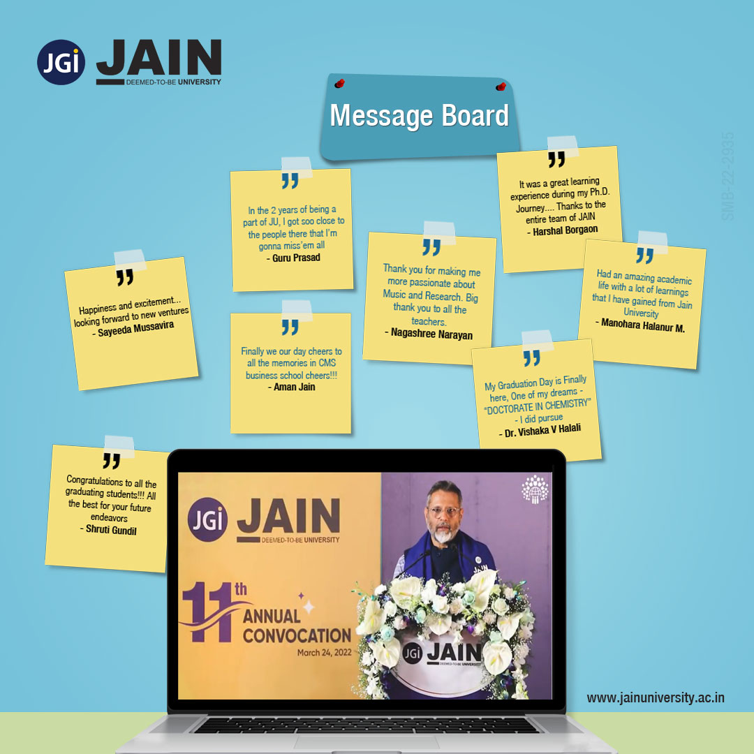 JainDeemedtbUnv's tweet photo. Thank you so much for the generous words. JAIN (Deemed-to-be University) appreciates your support, confidence, and your long association with us.
Planning for the next convocation already.
#convocation2021 #InspireImpact #JainUniversity #studentlife #studentslife https://t.co/EML8p7SzDm