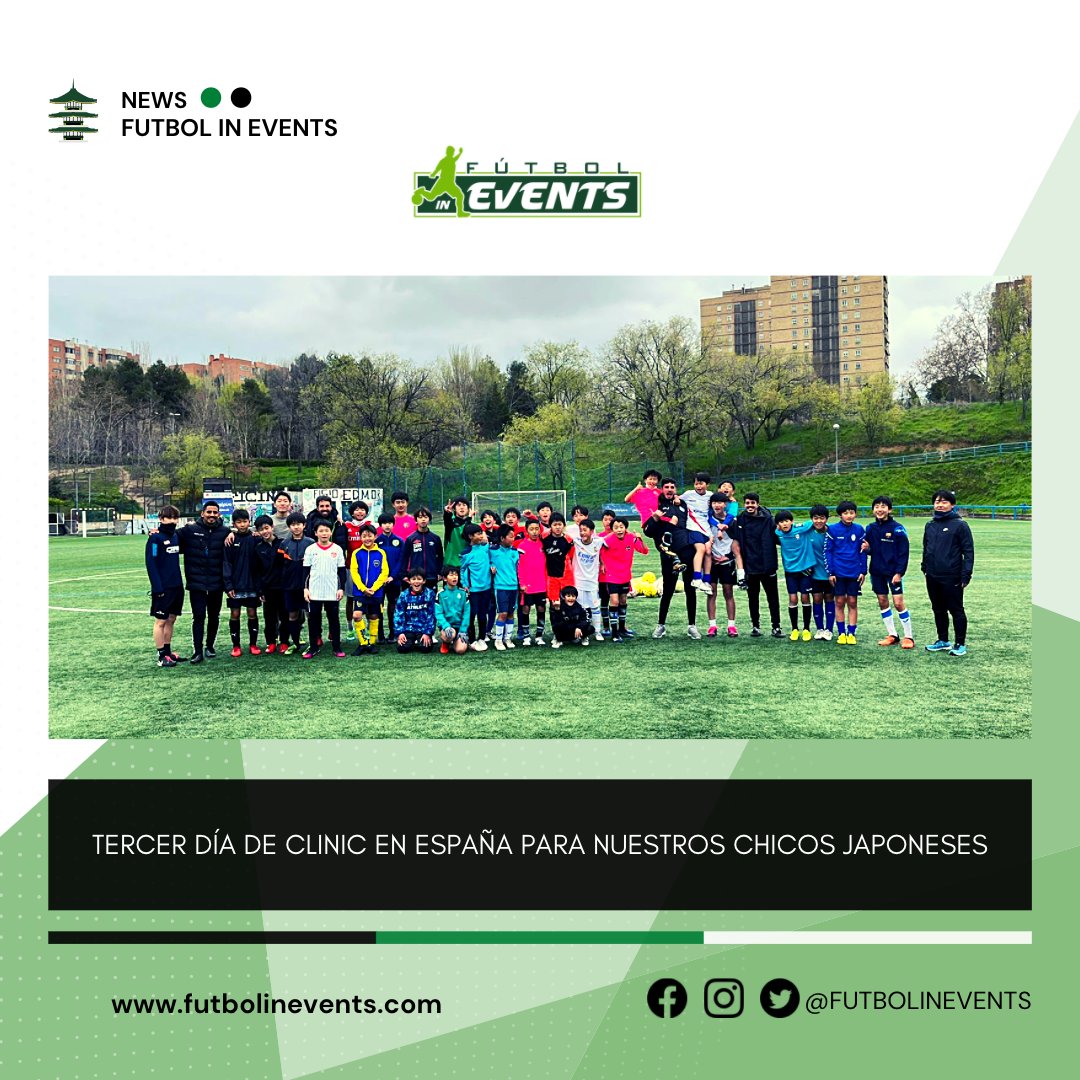 🇯🇵⚽️ ¡Tercer día de Clínic en España para los chicos japoneses que vienen a Madrid de la mano de <a href="/futbolinevents/">Futbol In Events</a> y 'europlus soccer'

➡️📲 Más información en nuestras redes <a href="/futbolinevents/">Futbol In Events</a>