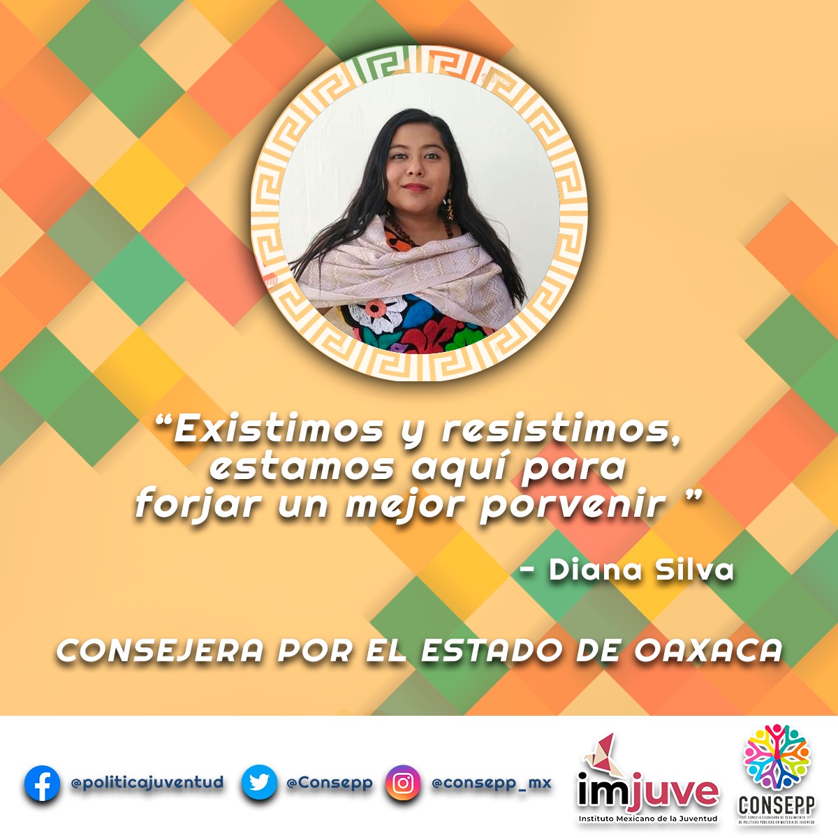 CONSEPP's tweet photo. 📢 Cerramos el mes compartiendo los grandiosos perfiles de las y los consejeros de integran el #CONSEPP este 2022.
Diana Laura Silva Caballero
Consejera propietaria por el estado de Oaxaca https://t.co/FcikZ19CXh
