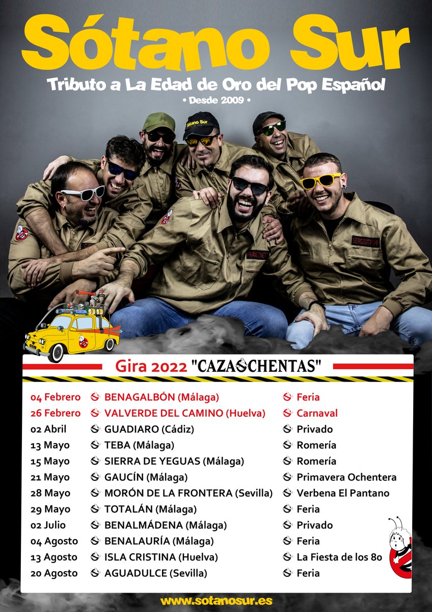 Fechas confirmadas de la Gira 2022 "CazaOchentas"

#SótanoSur
#CazaOchentas
#Años80
#PopEspañol
