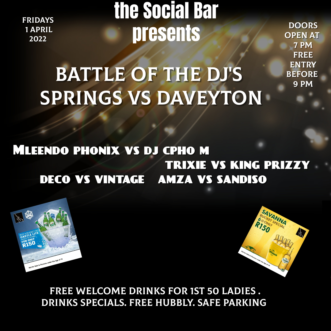 ZuluEmpress's tweet photo. #nhlanhla_lux #KasiMagicSauces Natasha Sibongile Mani Mr Smeg Pearl #dlozilam Bathabile Dlamini
#PullThru to #theSocial this weekend for the coldest drinks, new friendships & new relationships #BestFood #BestMusic in Springs https://t.co/nDsuVCKeAc
