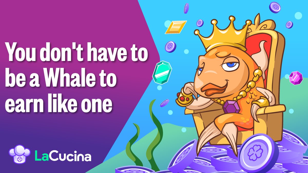 In LaCucina you don't have to be a Whale to earn big. There are more factors that dictate the final rewards, such as timing and duration. So, even if your Wallet is tight, you can still succeed in LaCucina. 

Start benefiting : app.lacucina.io

#DeFi #BSC #BSCGame #BNB