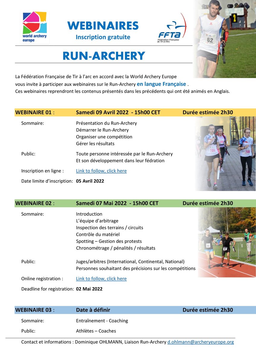 archeryeurope's tweet photo. #WAE ➕ @FFTiralArc for #WorldArcheryAfrica 🌍.
Three webinars about #RunArchery in french language for African MAs. 👨‍🏫🎯🏃 https://t.co/uuNPqHIhwY
