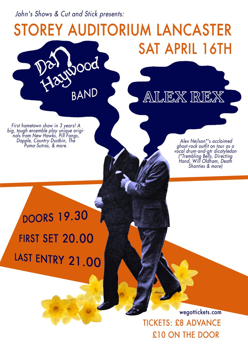 Fuzz, folk, freak (& maybe some flowers). Glasgow's Alex Rex a power duo led by the inimitable Alex Neilson...our troupe a feral 8-piece feat GT on pedal steel & @paddysteer on lap & phat phat bass. Pre-book today: wegottickets.com/sct/ucpwEy6f7p @moreLancaster @The_Storey @Goldmundroid