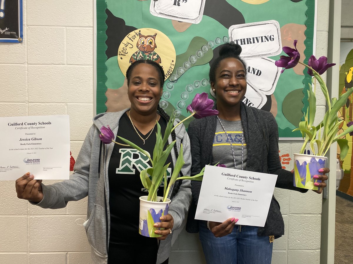 Congratulations to Reedy Fork Teacher of the Year, Mrs Gibson and Rookie Teacher of the year, Mrs Shannon! <a href="/PrinJLindsay/">Jeanelle Lindsay</a> <a href="/DrAngelaDraper/">Angela Draper</a> <a href="/vFowlerRocks10/">Vicky Schrock Fowler</a>