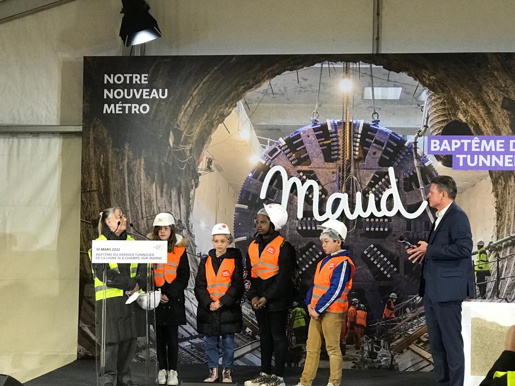 🚈 Ce matin marquait l'inauguration du 28ème tunnelier du <a href="/GdParisExpress/">Grand Paris Express</a> et le dernier de la #ligne16 par Jean-François Monteils, président de la #SociétéduGrandParis.

Baptisé Maud, le tunnelier creusera les derniers km, entre Noisy - Champs et l’ouvrage Bel air à Chelles👷‍♀️