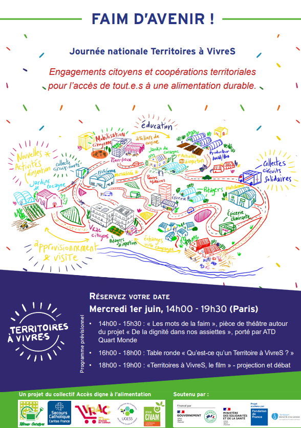 TerriAVivreS's tweet photo. Réservez votre date du 1er juin 2022! 14h-19h à Paris, journée nationale des "Territoires à vivreS" avec la dernière représentation de la pièce "les mots de la faim" et en avant-première le film TAV saison 1. inscription à suivre. https://t.co/Mt94rYOZDK