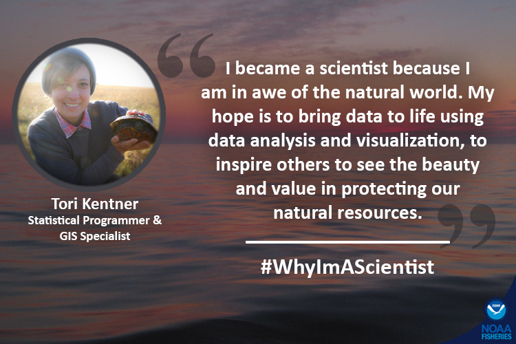 NOAAFish_NEFSC's tweet photo. Statistical programmer and GIS specialist Tori Kentner talks career, why she became a scientist, and advice for the next gen of #WomenInScience: https://t.co/52mWAc3OvE. #WomensHistoryMonth #WomenOfNOAA #WhyImAScientist https://t.co/9d9ADwxJVV