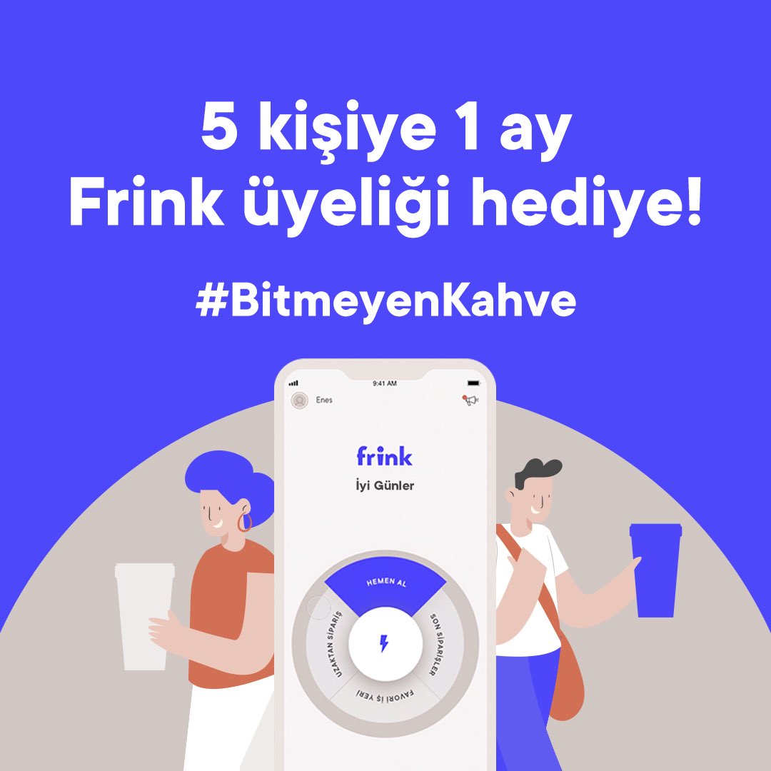 Frink'le #BitmeyenKahve'yi denemeye hazır mısın? 😎 O zaman yapman gerekenleri söylüyoruz 👇

🔵 Yorumlara iki arkadaşını etiketle
🔵 Bizi takip etmeyi de tabii ki unutma 😉

4 Nisan'daki çekiliş sonucunda 5 kişi 1 aylık Frink üyeliği kazanacak! 😏