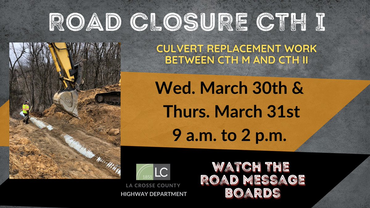 CTH I road work starts today.  Hopefully the expected snow later will not delay work.