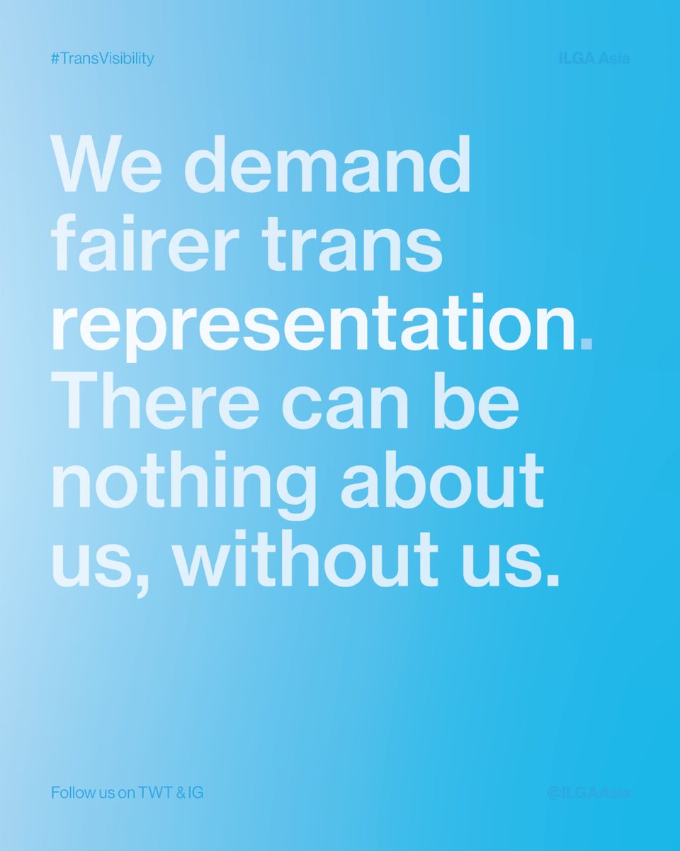 ILGAAsia's tweet photo. To kick off Transgender Day of Visibility (#TDoV), we are releasing a series of reels in collaboration with trans activists across Asia. 📺 Hear from trans people themselves on what #TransVisibility means to them.
Stay tuned! 🌈
#ILGAAsia
#TDoV2022 https://t.co/xqahR55kbN