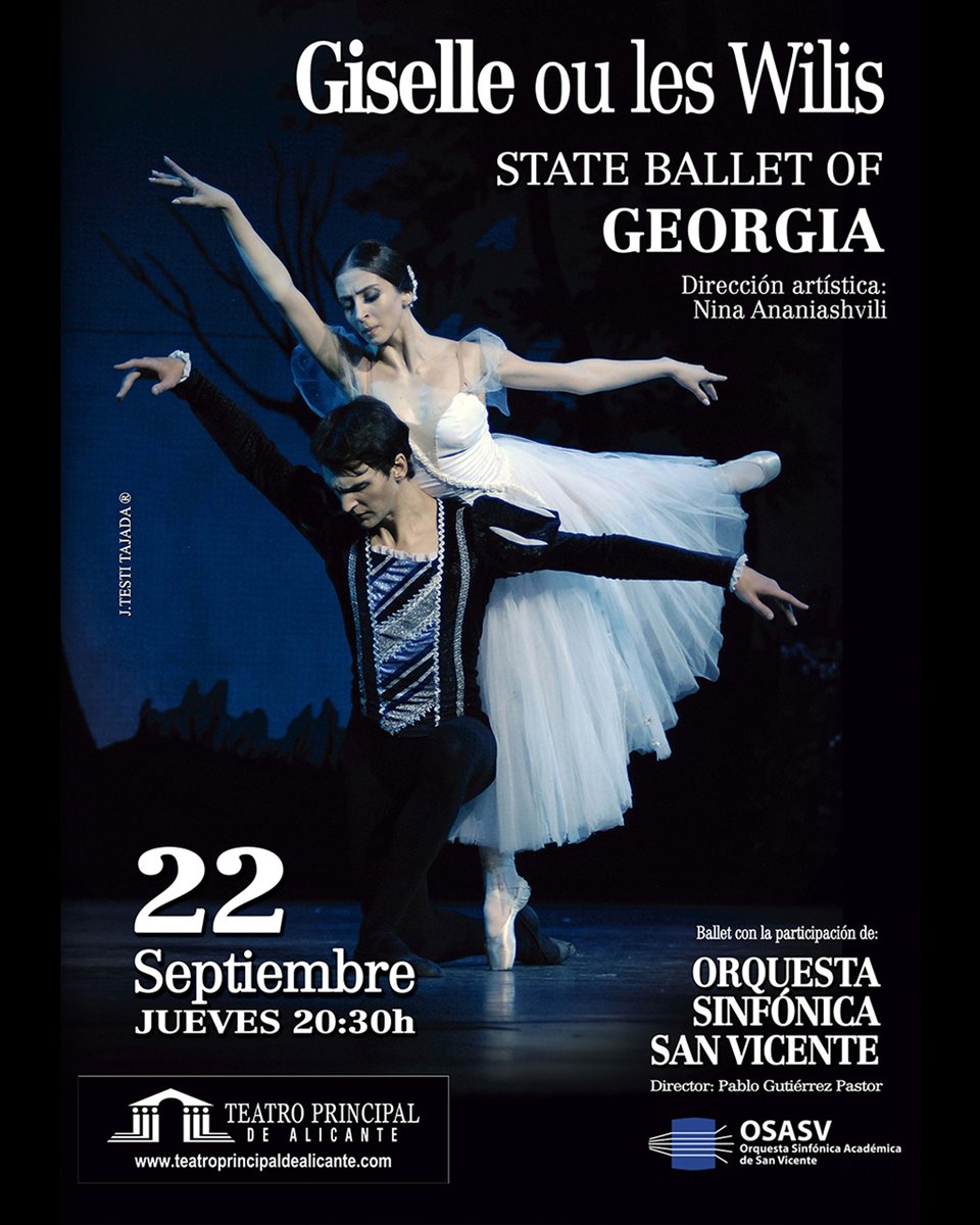 padedespain's tweet photo. STATE BALLET OF GEORGIA presentará ballet "Giselle" con la participación de la OSASV, Orquesta Sinfónica de San Vicente (Provincia Alicante) en directo el 22 de septiembre a las 20:30h en el Teatro Principal de Alicante.

ENTRADAS: https://t.co/mbDWUA0RfV
#ballet #danza #GISELLE https://t.co/RynaqyIqmN