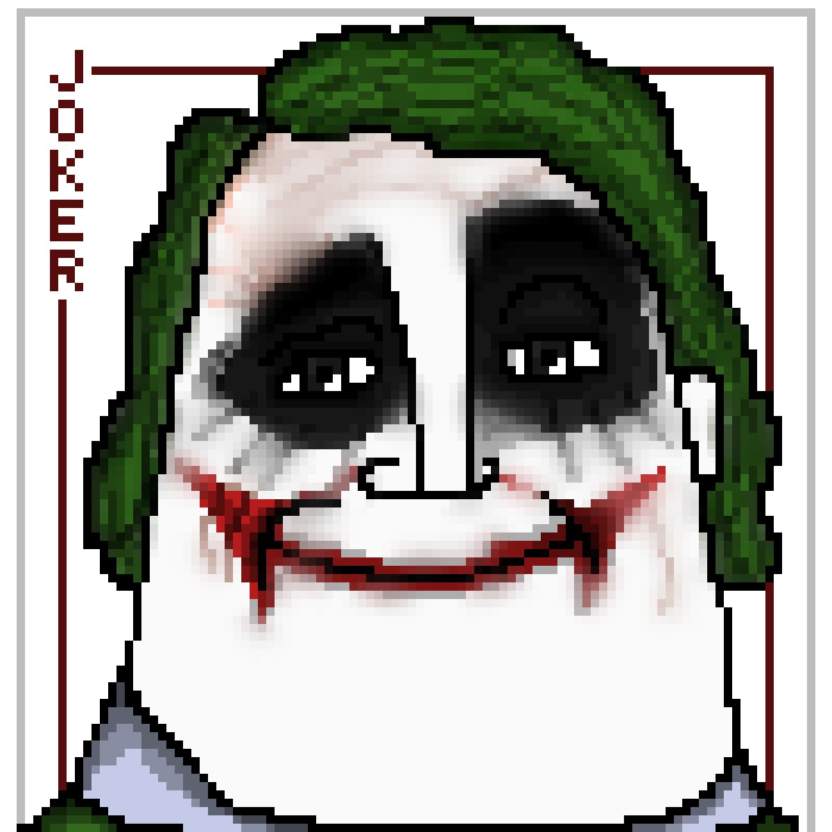 RPtkc's tweet photo. The first joker I shared was viewed by 845 people. This is very important to me, so I made the best joker (in my opinion). Here's Mr.Joker. (R.I.P.) 🙏🃏 #NFT #NFTartists #NFTCommunity https://t.co/nwYqDnkSpI