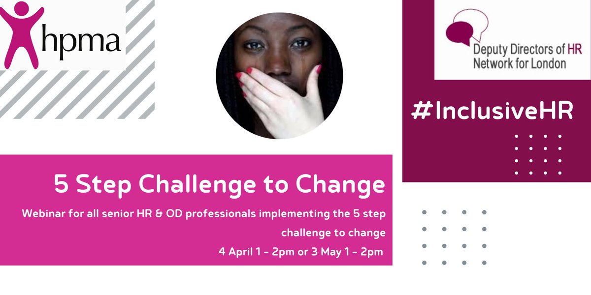 Are you a senior NHS people leader keen to implement #inclusiveHR? Join 140 other people leaders logging on to our 5 step challenge to change webinars 

<a href="/HPMA_National/">HPMA</a> <a href="/HPMAEoE/">@HPMA_EastofEngland</a> <a href="/HPMAWestMids/">HPMA West Midlands</a> @HPMAWales <a href="/HPMA_NI/">HPMA NI</a> <a href="/NHS_Dean/">Dean Royles</a> <a href="/nickyinghamICTP/">Nicky Ingham</a> 

 eventbrite.co.uk/e/5-step-chall…
