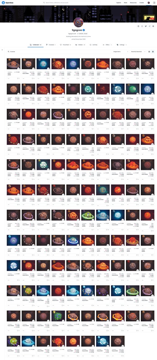 9gagceo's tweet photo. Why own a land when you can own a planet? So I just got 118 planets to make myself a Galaxy Titan in @TroverseNFT https://t.co/DE1fkrG3F9