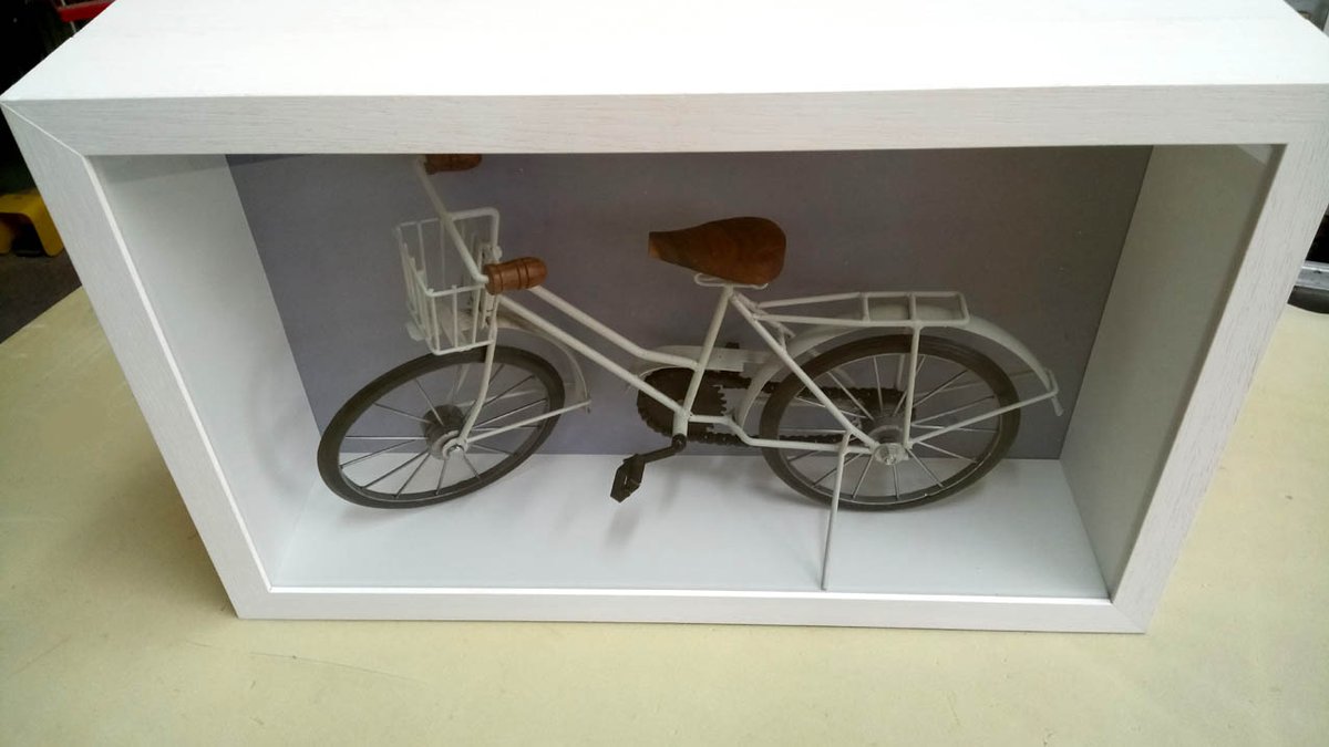 CF_Framing's tweet photo. As custom #framers, it's seldom that we say "on yer bike" when someone brings in something challenging to #frame. The customer wanted this tiny working replica in a deep box frame  with special #UV #glass so every detail can be seen clearly. 

https://t.co/lmsbVckJA4 https://t.co/iRBV7nsmXb