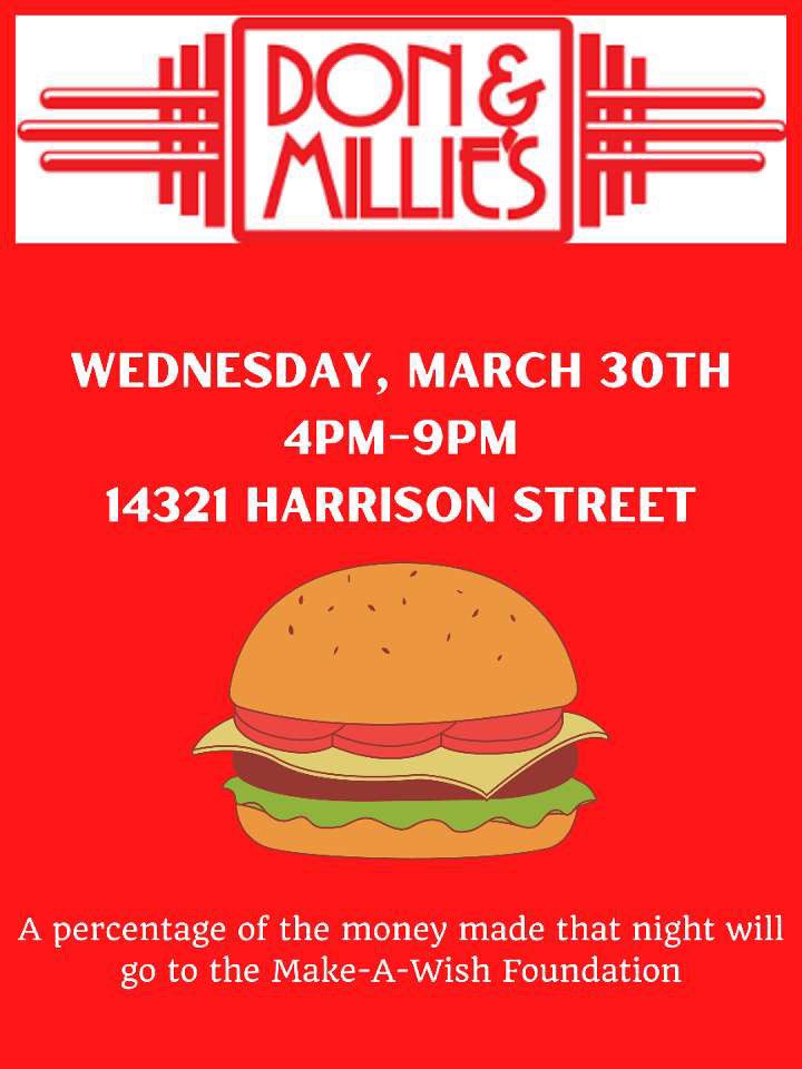 DAY THREE OF WISH WEEK! We have so many fun things coming up!! Today our restaurant partner is DON &amp; MILLIES!! Make sure you tell them you’re with Make-A-Wish!! LETS DO THIS FOR LIAM 💙🤍 <a href="/MSHSactivities/">Millard South Activities</a>