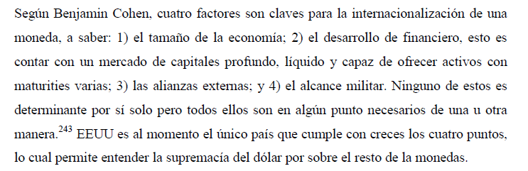 actis_esteban's tweet photo. Como hace 2 años remarcamos con @creus en el libro #LaDisputaxElPoderGlobal de acuerdo al gran Benjamin Cohen (su libro Currency Power) 4 son los factores claves. La fortaleza de china están en el punto 1 y 3, lejos en el 2 y 4. https://t.co/pXoGKmVuAa