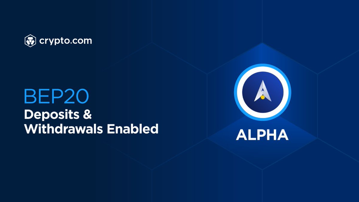 cryptocom's tweet photo. Deposits and withdrawals of $ALPHA via BEP20 have just been enabled on the https://t.co/vCNztATkNg App. 

Deposit now 👉 https://t.co/TAz25EjL51

@AlphaFinanceLab https://t.co/HR8bnwv2Es