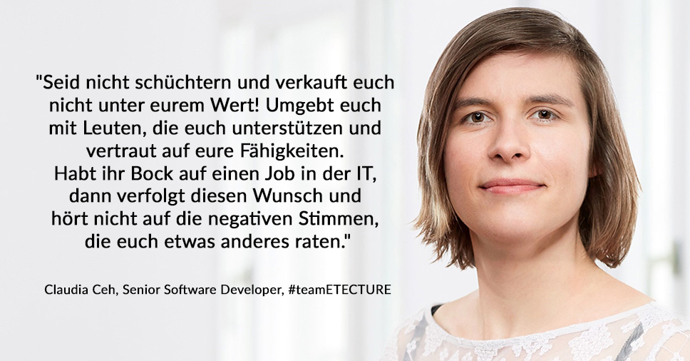 📢femmegineering – #Interview|s mit Frauen in der Tech-Branche
Heute: Claudia Ceh, Senior Software Developer im #teamETECTURE
etecture.de/karriere/artik…
Wir wollen mehr Frauen in der Tech-Branche sehen &amp; die inspirieren, die zögern, sich der Herausforderung zu stellen. 
#womeninit
