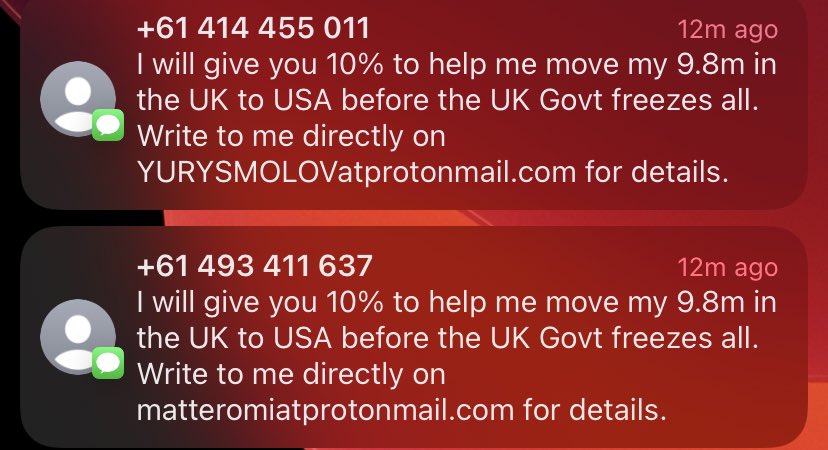 Nigerian princes are replaced by #Russian oligarchs! #scam #fraud #419