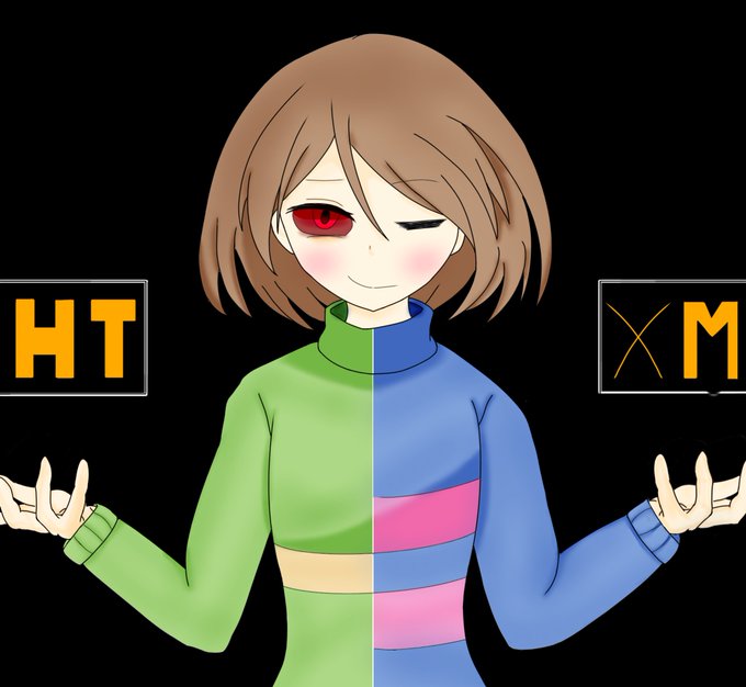 カヤ @Kayas2636 様より フリスク＆キャラのイラストを頂きました。 真