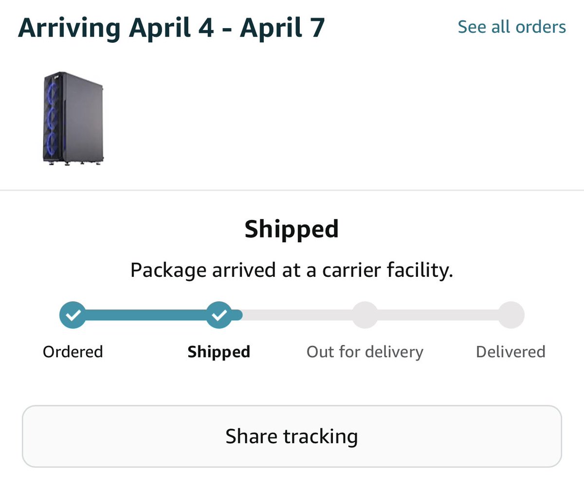 And like that my Gaming pc is on the way 😇🙌🏾 thanks to family and friends who help with my GoFundMe and thank you to those who try ❤️🙌🏾 @Shon1483