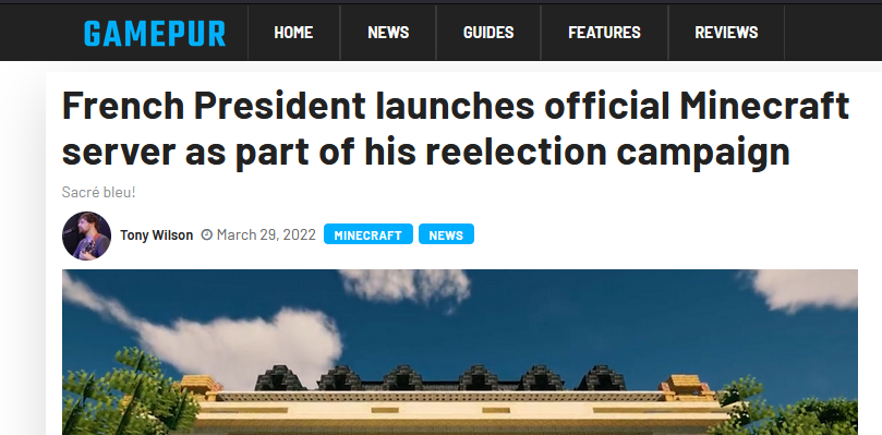 what if we kissed 😳 in the Emmanuel Macron reelection minecraft server 🥺👉👈