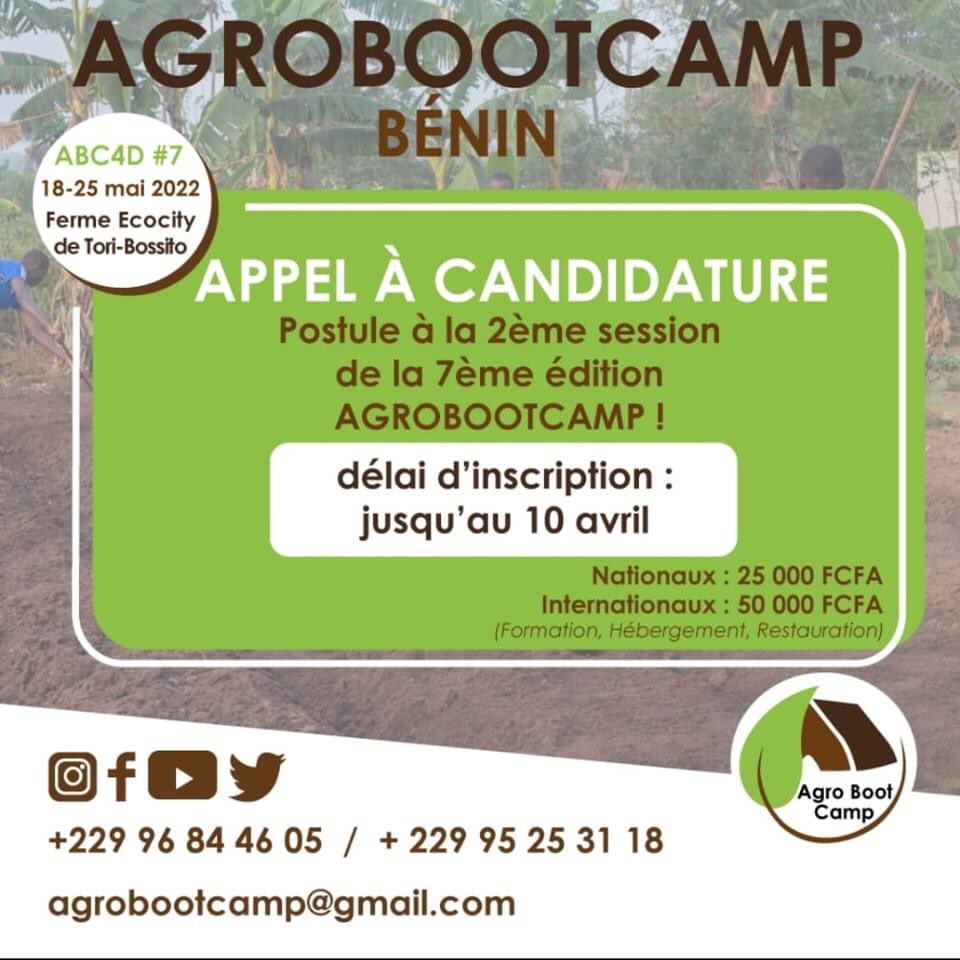 agrobootcamp's tweet photo. Si vous avez une idée d’entreprise agricole,cette seconde session d’#agrobootcamp vous concerne Postuler à travers ce lien 👉🏿 https://t.co/Bn8lPLJ5k4 au plus tard le 10 avril 2022.Les candidatures féminines sont fortement encouragées #TransitionEcologique #wasexo #kebetu #CIV225 https://t.co/Qd3HWPHHT4