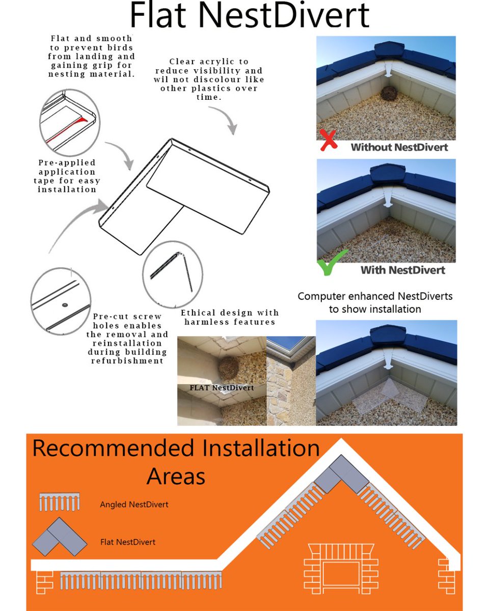 Get your NestDiverts installed today and move the birds to a less problematic area. Remember it is illegal to remove a live nest or once the bird starts building the nest. #ethicalsolution #nomoremess #PestControl #pestsolutions #exteriorclean #nestdivert