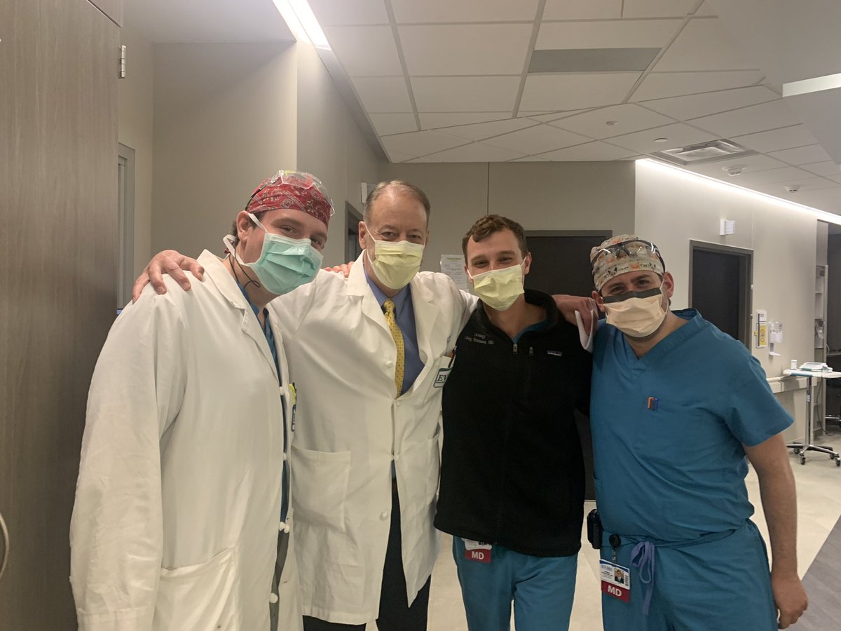 The emergency general surgery team loving life this morning on rounds! #surgtwitter #morningrounds