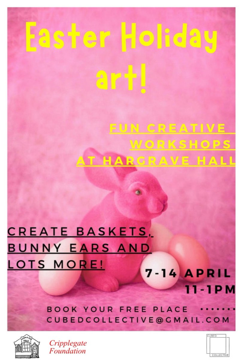N19Hall's tweet photo. We are delighted to announce our new partnership with The Cubed Collective; an amazing group of talented arists who provide art based community related projects!

We're starting with two Easter workshops for children - over 5s+

Book your space now!
#freeworkshop #Easter2022 https://t.co/Mv7JNMjoXy