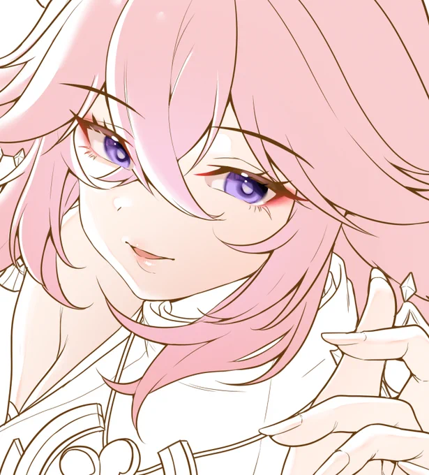 実装前に描いて放置してた八重神子また描いてりゅう… 