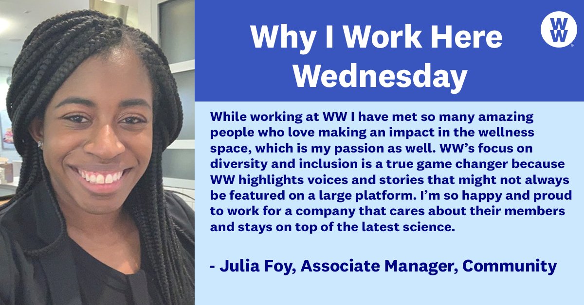 ww_us's tweet photo. We love highlighting our superstar women on the #WWTeam this #WomensHistoryMonth (and beyond!)! This week, meet Julia Foy, our Community Associate Manager on the Community and Social Impact team! Julia is proud to work on a team that supports both its members and employees. https://t.co/Ln0MI7oDZM