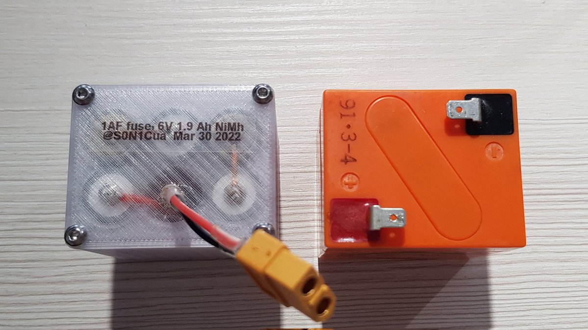 Rad1URGE's tweet photo. New battery, 5S1P NiMh, 6V, 1.9 Ah with 1A fast blow fuse https://t.co/LQbZYV9SqC