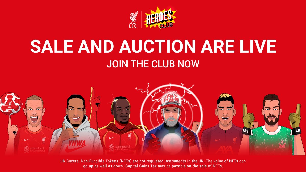 🔴 WE ARE LIVE 🔴

The LFC Heroes Club Limited Edition NFT sale and 1:1 Legendary auction are now open.

Secure your community membership today, assemble your Heroes squad and get in on all the unique club benefits coming your way: metaverse.sothebys.com/lfc 

🔴 UP THE REDS 🔴