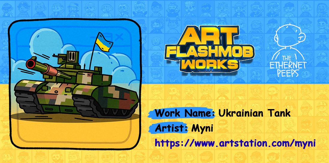 #Ukrainian 🇺🇦 tank  🪖 by Myni for our art #flashmob. Thank you for participation!

💙 #Mint 
💛 ethernetpeeps.com

#SupportUkraine #NFT #Crypto #NFTCommunity #NFTProject