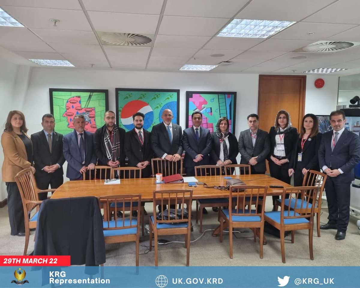 KRG_UK's tweet photo. Huge thanks to Rt Hon @nadhimzahawi, the  Secretary of Education @educationgovuk, for warmly welcoming the @KurdistanParl's Education Committee,  holding fruitful discussions, and offering support to the #KurdistanRegion of Iraq. https://t.co/tXhV4xEEsp