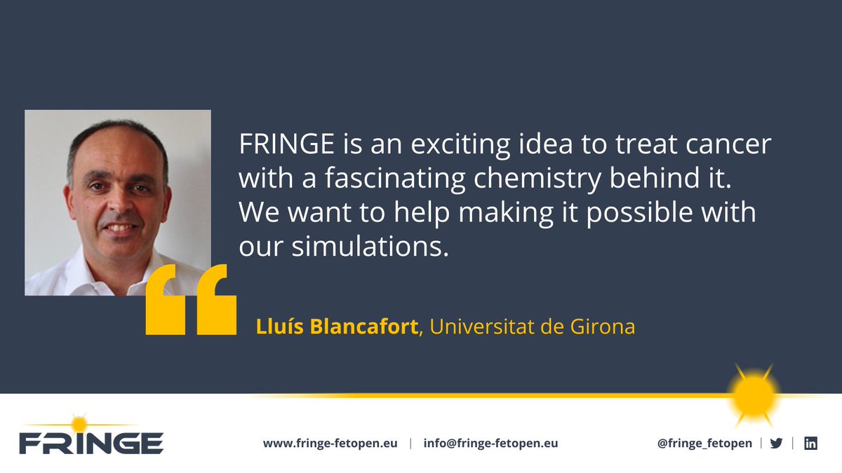 Introducing our #FRINGE project partner, @LluisBlancafort from @univgirona. In FRINGE they are the lead of work package 2 on Photochemical and Photobiological Studies. #glioblastoma #neutroncancertherapies #radiosensitisation #FET_eu #FETFX @HorizonEU @FETFX_EU