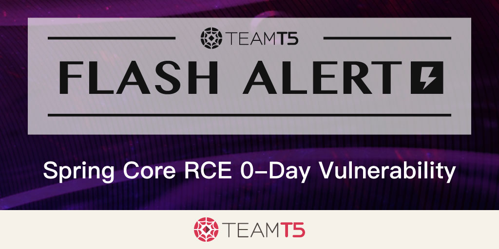 TeamT5_Official's tweet photo. #ZeroDayVulnerability: Spring Core RCE

On Mar. 29, TeamT5 was alerted about this #vulnerability in the #Spring Framework. While we are still investigating it, our current assessment is that the severity level of this vulnerability is #critical.

Details👉 https://t.co/LqWeiNMaM6 https://t.co/6YmqpIv0Tr